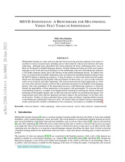 MSVD-Indonesian: A Benchmark for Multimodal Video-Text Tasks in Indonesian