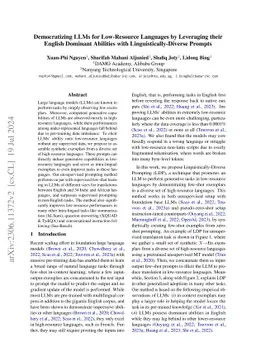 Democratizing LLMs for Low-Resource Languages by Leveraging their
  English Dominant Abilities with Linguistically-Diverse Prompts