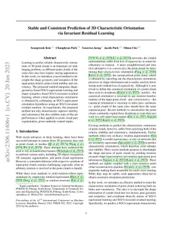 Stable and Consistent Prediction of 3D Characteristic Orientation via
  Invariant Residual Learning