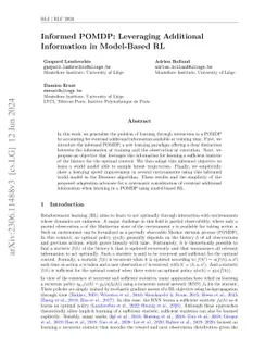 Informed POMDP: Leveraging Additional Information in Model-Based RL