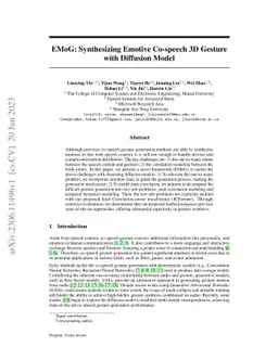 EMoG: Synthesizing Emotive Co-speech 3D Gesture with Diffusion Model