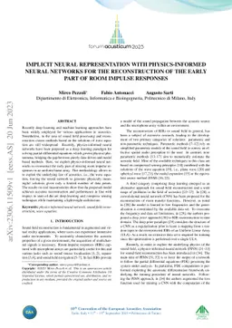 Implicit neural representation with physics-informed neural networks for
  the reconstruction of the early part of room impulse responses