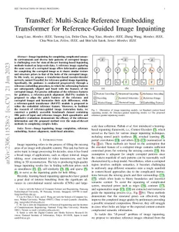 TransRef: Multi-Scale Reference Embedding Transformer for Reference-Guided Image Inpainting
