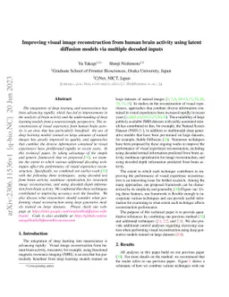Improving visual image reconstruction from human brain activity using
  latent diffusion models via multiple decoded inputs
