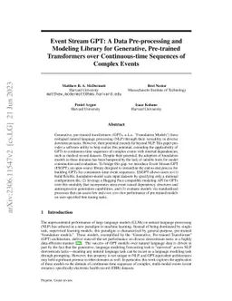 Event Stream GPT: A Data Pre-processing and Modeling Library for
  Generative, Pre-trained Transformers over Continuous-time Sequences of
  Complex Events