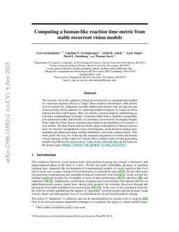 Computing a human-like reaction time metric from stable recurrent vision
  models