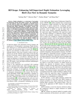 BEVScope: Enhancing Self-Supervised Depth Estimation Leveraging
  Bird's-Eye-View in Dynamic Scenarios