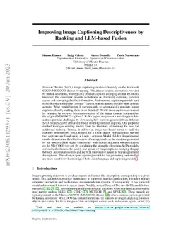 Improving Image Captioning Descriptiveness by Ranking and LLM-based Fusion