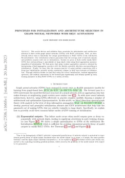 Principles for Initialization and Architecture Selection in Graph Neural
  Networks with ReLU Activations