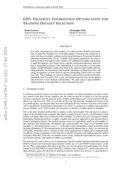 GIO: Gradient Information Optimization for Training Dataset Selection