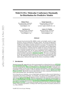 MoleCLUEs: Molecular Conformers Maximally In-Distribution for Predictive
  Models