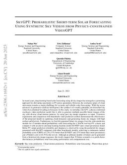 SkyGPT: Probabilistic Short-term Solar Forecasting Using Synthetic Sky
  Videos from Physics-constrained VideoGPT