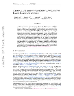 A Simple and Effective Pruning Approach for Large Language Models