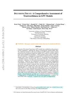 DecodingTrust: A Comprehensive Assessment of Trustworthiness in GPT
  Models