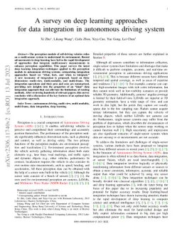 A survey on deep learning approaches for data integration in autonomous
  driving system