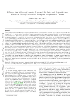 Self-supervised Multi-task Learning Framework for Safety and
  Health-Oriented Connected Driving Environment Perception using Onboard Camera