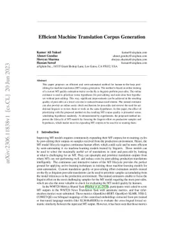 Efficient Machine Translation Corpus Generation