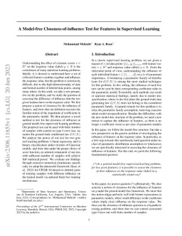 A Model-free Closeness-of-influence Test for Features in Supervised
  Learning