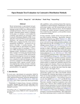 Open-Domain Text Evaluation via Contrastive Distribution Methods