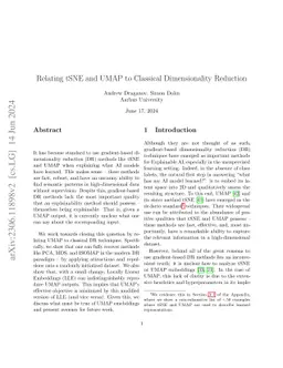 Relating tSNE and UMAP to Classical Dimensionality Reduction