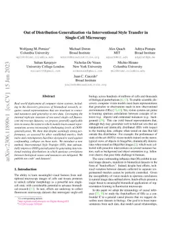 Out of Distribution Generalization via Interventional Style Transfer in
  Single-Cell Microscopy