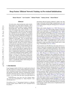 Deep Fusion: Efficient Network Training via Pre-trained Initializations