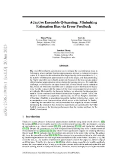Adaptive Ensemble Q-learning: Minimizing Estimation Bias via Error
  Feedback