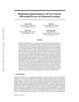 Randomized Quantization is All You Need for Differential Privacy in
  Federated Learning