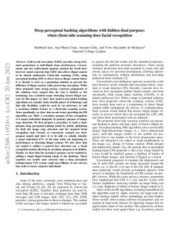 Deep perceptual hashing algorithms with hidden dual purpose: when
  client-side scanning does facial recognition