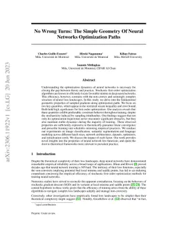 No Wrong Turns: The Simple Geometry Of Neural Networks Optimization
  Paths