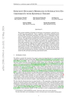Efficient Dynamics Modeling in Interactive Environments with Koopman
  Theory