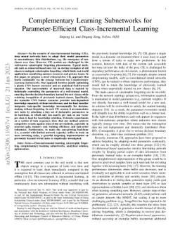 Complementary Learning Subnetworks for Parameter-Efficient
  Class-Incremental Learning