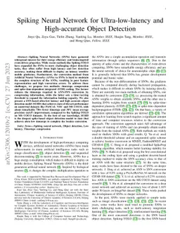Spiking Neural Network for Ultra-low-latency and High-accurate Object
  Detection