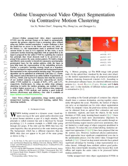 Online Unsupervised Video Object Segmentation via Contrastive Motion
  Clustering