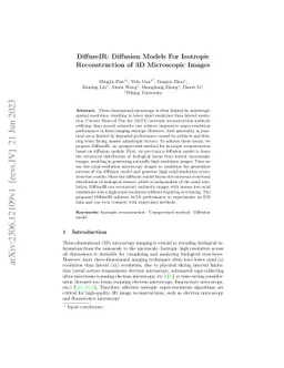 DiffuseIR:Diffusion Models For Isotropic Reconstruction of 3D
  Microscopic Images