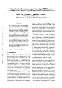Which Spurious Correlations Impact Reasoning in NLI Models? A Visual
  Interactive Diagnosis through Data-Constrained Counterfactuals
