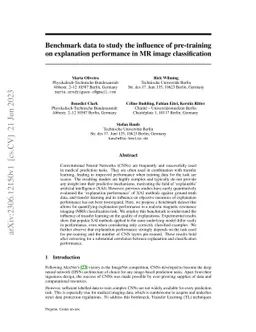 Benchmark data to study the influence of pre-training on explanation
  performance in MR image classification