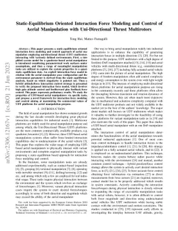 Static-Equilibrium Oriented Interaction Force Modeling and Control of
  Aerial Manipulation with Uni-Directional Thrust Multirotors