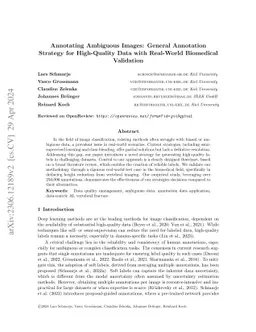 Annotating Ambiguous Images: General Annotation Strategy for
  High-Quality Data with Real-World Biomedical Validation