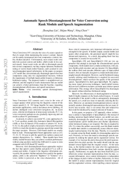 Automatic Speech Disentanglement for Voice Conversion using Rank Module
  and Speech Augmentation
