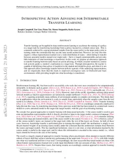 Introspective Action Advising for Interpretable Transfer Learning