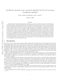 An efficient, provably optimal algorithm for the 0-1 loss linear classification problem