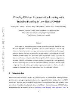 Provably Efficient Representation Learning with Tractable Planning in
  Low-Rank POMDP
