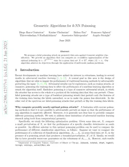 Geometric Algorithms for $k$-NN Poisoning