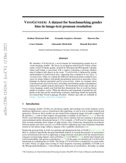VisoGender: A dataset for benchmarking gender bias in image-text pronoun
  resolution