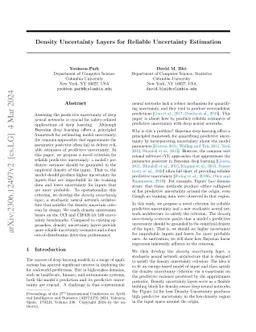 Density Uncertainty Layers for Reliable Uncertainty Estimation