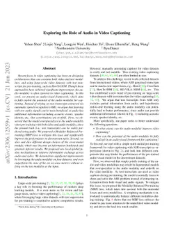 Exploring the Role of Audio in Video Captioning