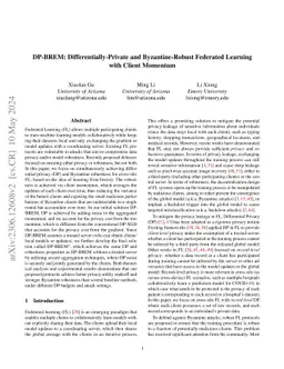 DP-BREM: Differentially-Private and Byzantine-Robust Federated Learning
  with Client Momentum