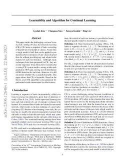 Learnability and Algorithm for Continual Learning