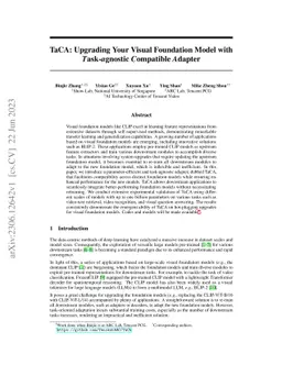 TaCA: Upgrading Your Visual Foundation Model with Task-agnostic
  Compatible Adapter